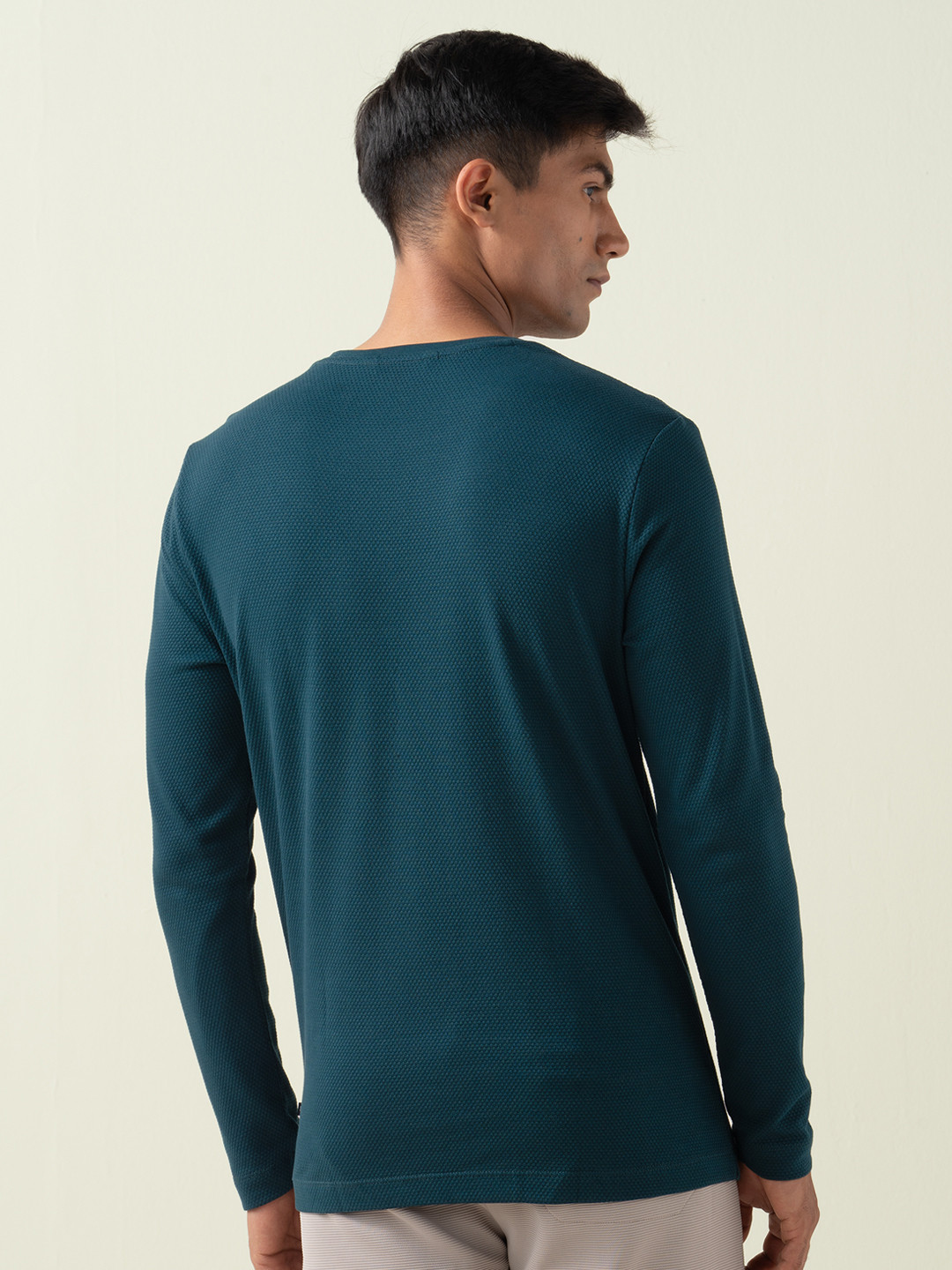 Statement Popcorn Textured Casual Tees Teal Blue