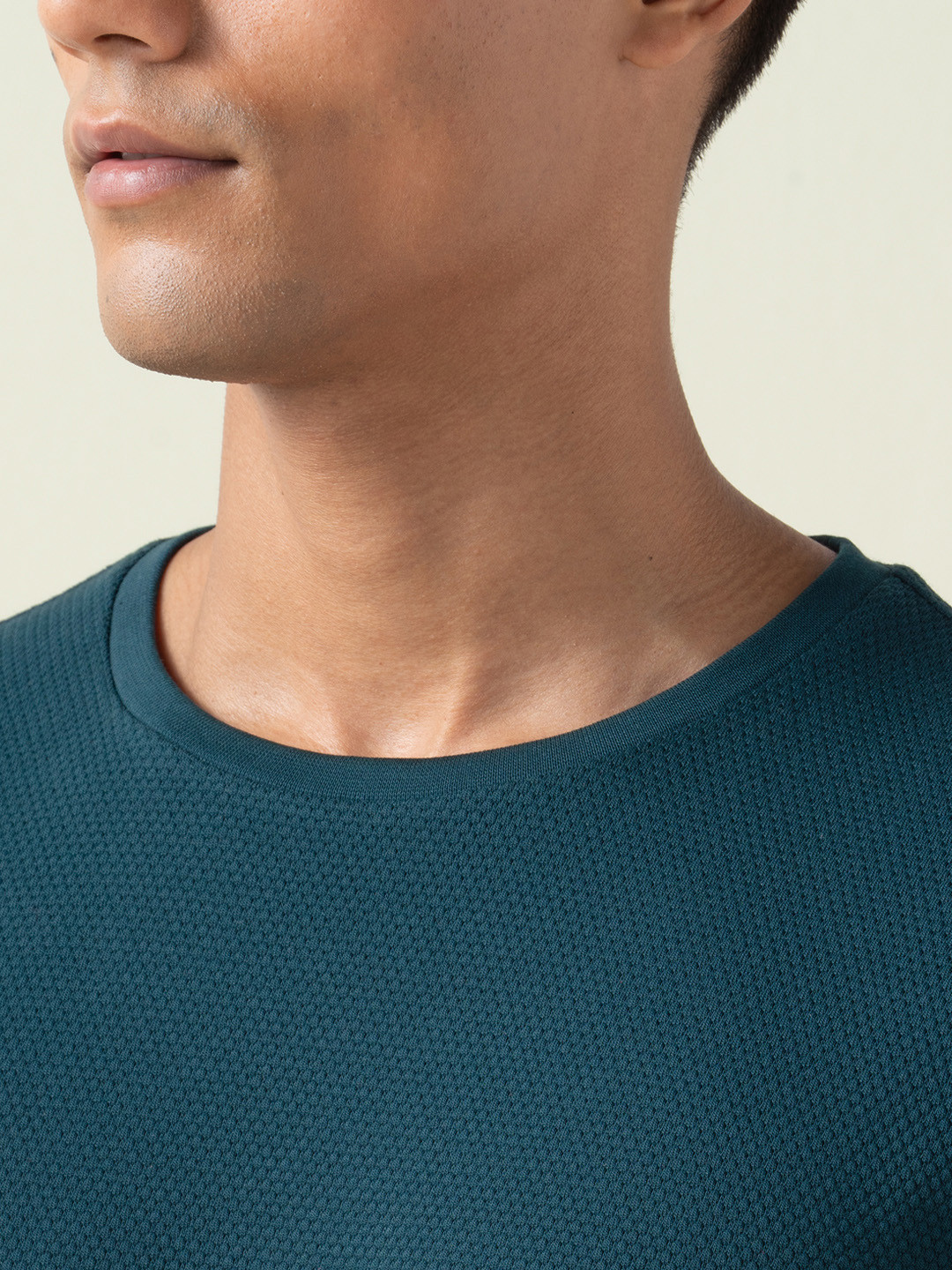 Statement Popcorn Textured Casual Tees Teal Blue