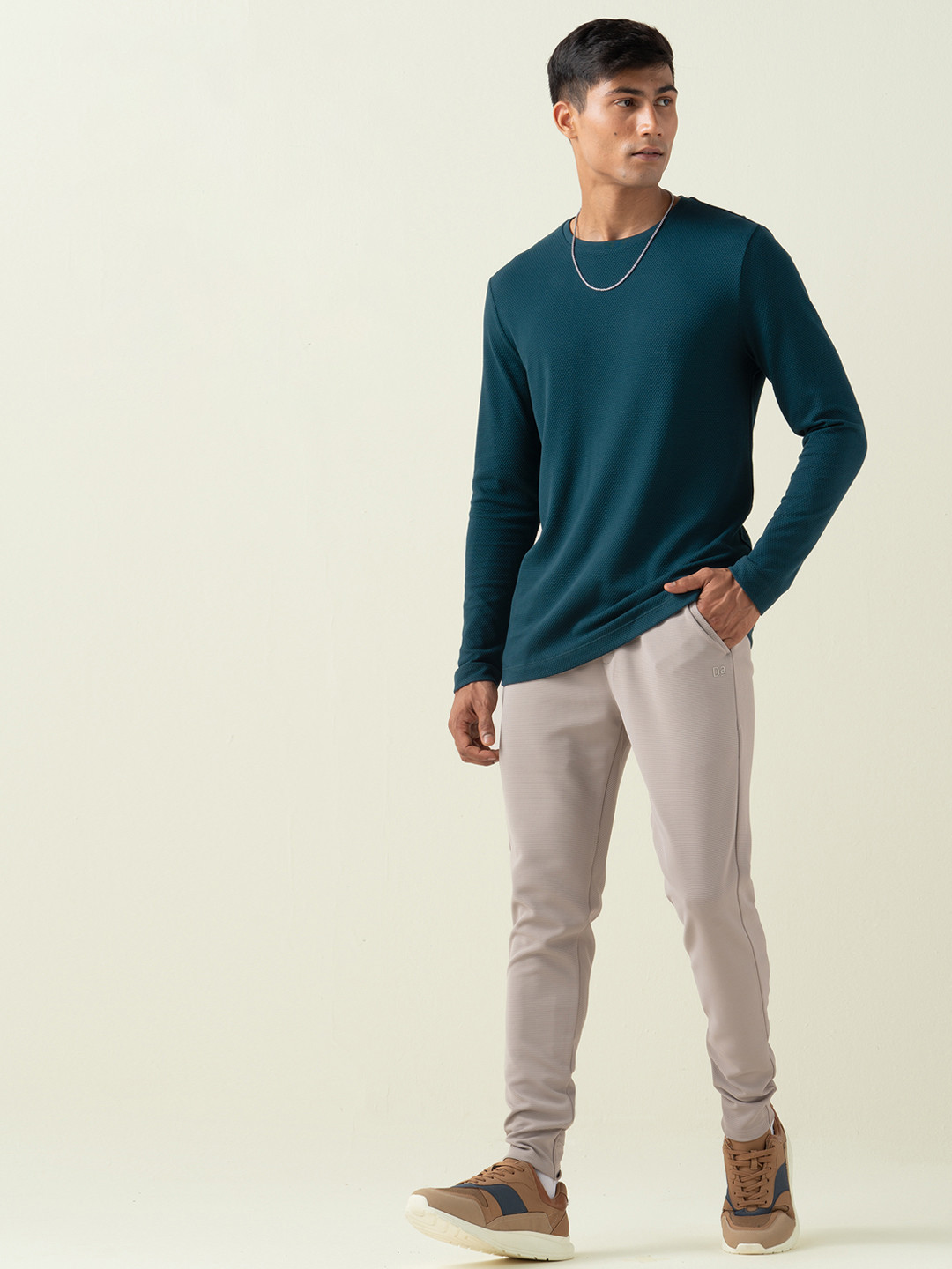 Statement Popcorn Textured Casual Tees Teal Blue