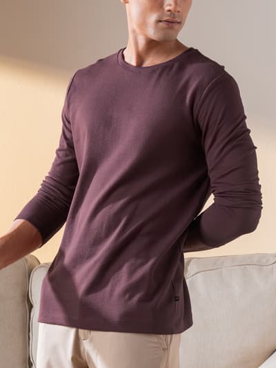 Statement Popcorn Textured Casual Tees Vintage Wine