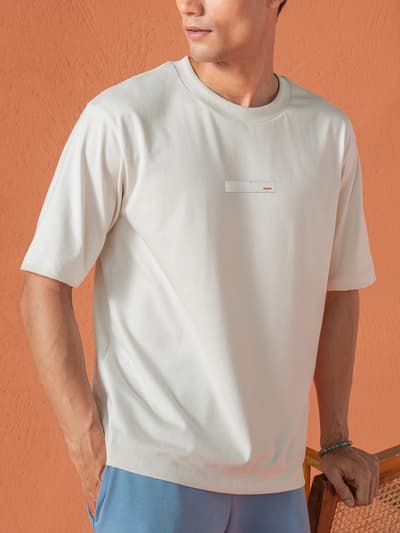 Statement Oversized Solid T-Shirt Ivory Mist