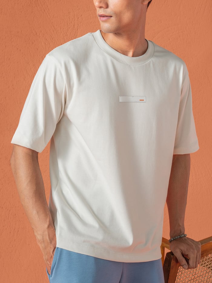 Statement Oversized Solid T-Shirt Ivory Mist