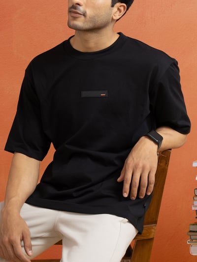 Statement Oversized Solid T-Shirts Jet Black
