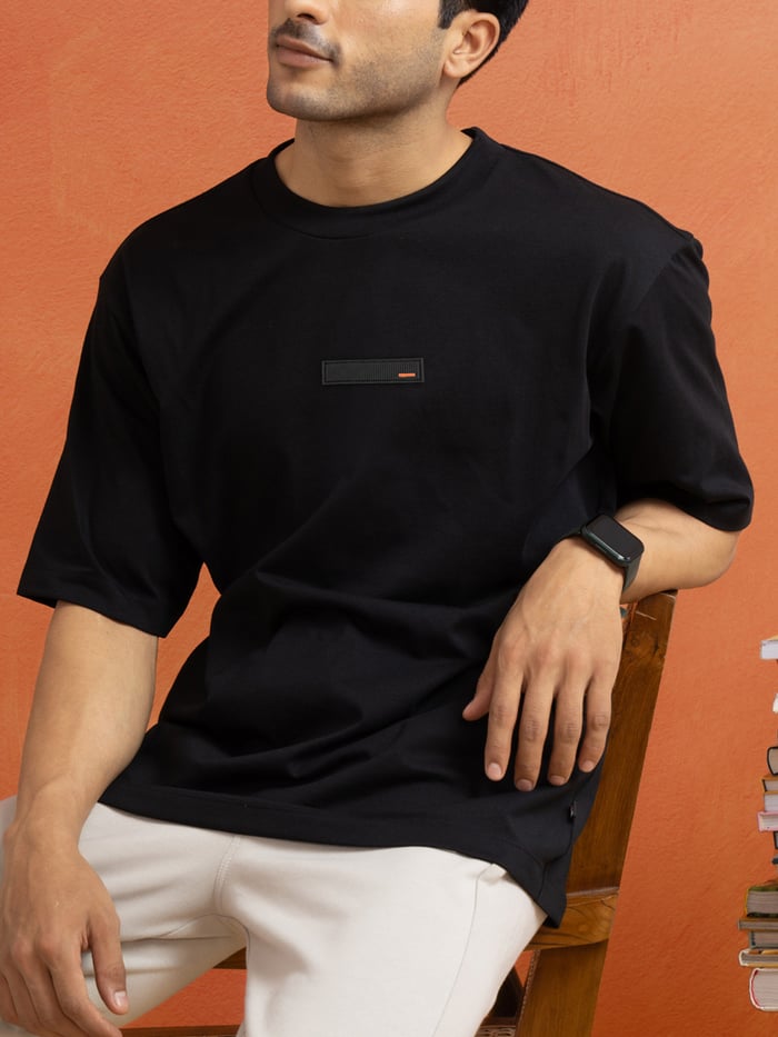 Statement Oversized Solid T-Shirts Jet Black
