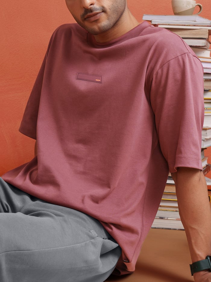 Statement Oversized Solid T-Shirts Magenta Haze