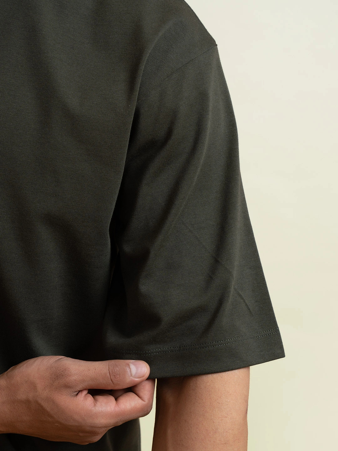 Statement Oversized Solid T-Shirts Olive Green