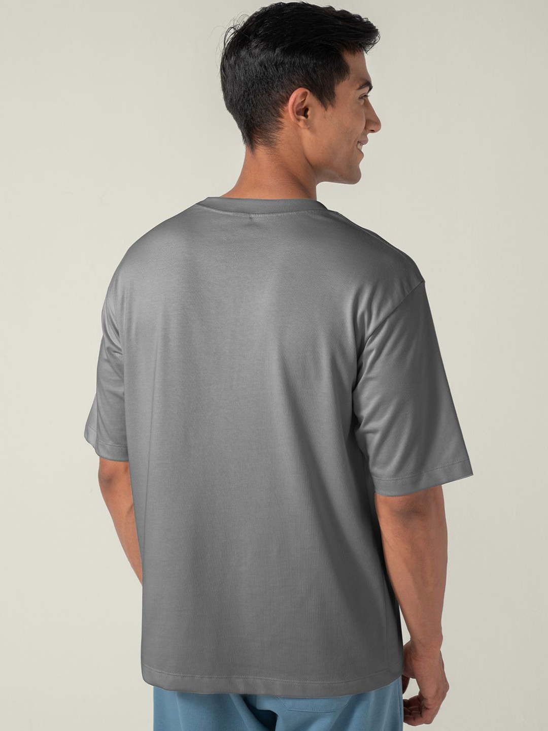 Statement Oversized Solid T-Shirt Rainy Grey