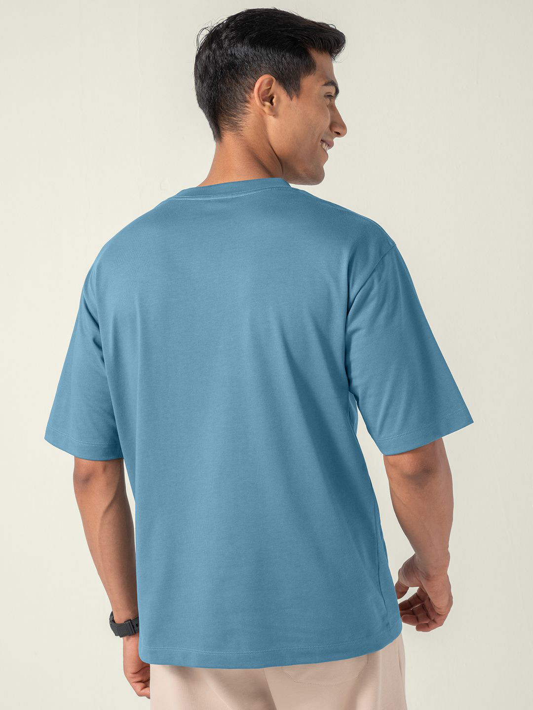 Statement Oversized Solid T-Shirt Urban Blue