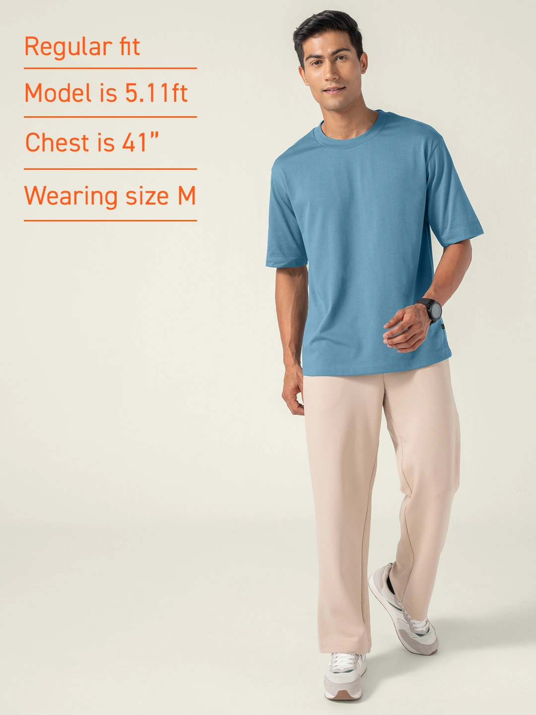 Statement Oversized Solid T-Shirt Urban Blue