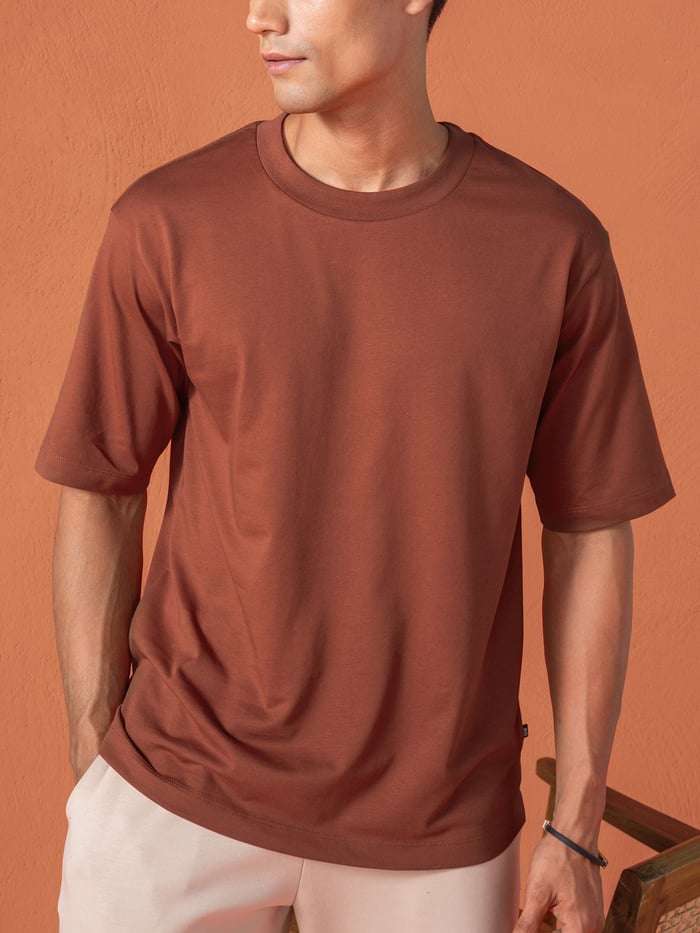 Statement Oversized Solid T-Shirt Vintage Red