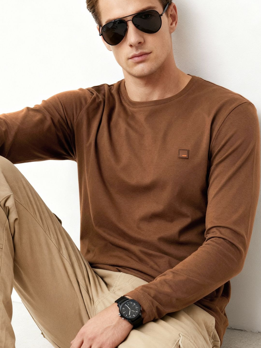 Fluid Full Sleeve T-Shirts Acadia Brown