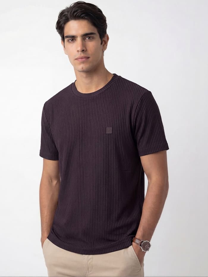 Striped T-Shirt Plum Purple