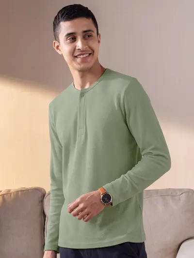 Popcorn Henley FS Tshirt - Heritage Green
