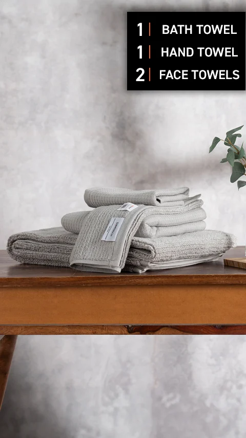 Waffle-Plush Towels- Set Of 4 Fog Grey