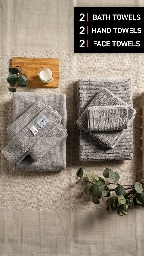 Waffle-Plush Towels- Set Of 6 Fog Grey