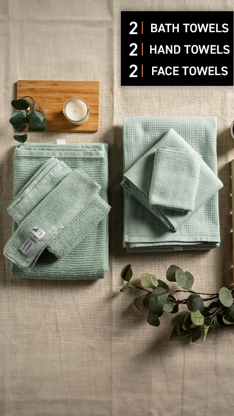 Waffle-Plush Towels- Set Of 6 Sea Green