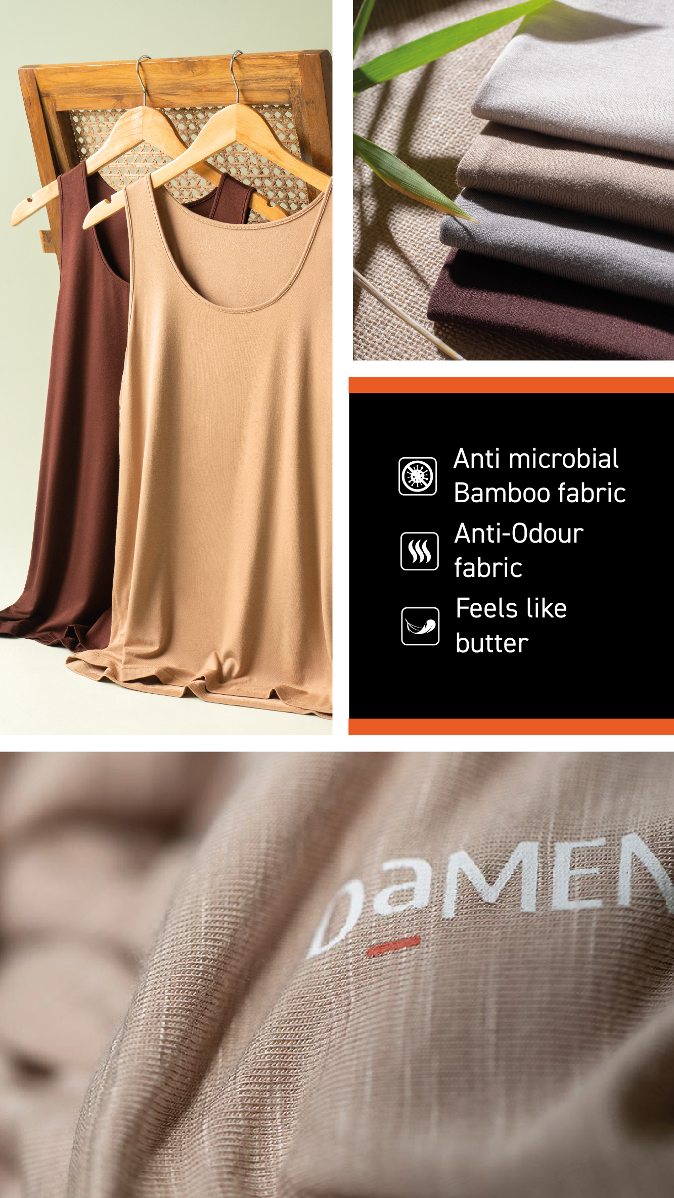 Neo-Skin Bamboo Vest Round Neck Bitter Chocolate