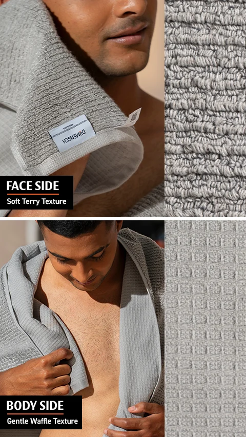 Waffle-Plush Bath Towel Fog Grey