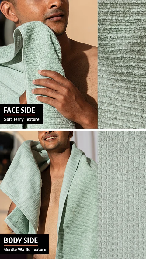 Waffle-Plush Towels- Set Of 6 Sea Green