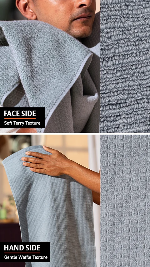 Waffle-Plush Towels- Set Of 6 Earthy Blue