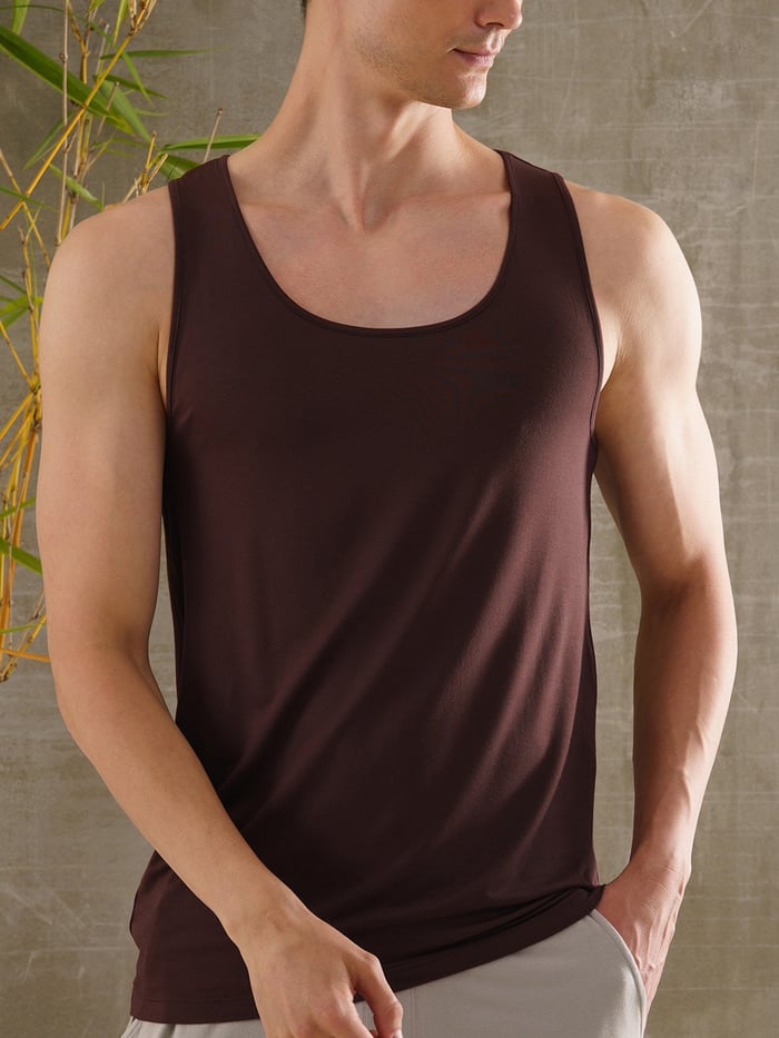 Neo-Skin Bamboo Vest Round Neck Bitter Chocolate