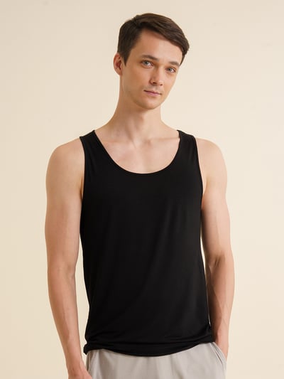 Neo-Skin Bamboo Vest Round Neck Jet Black