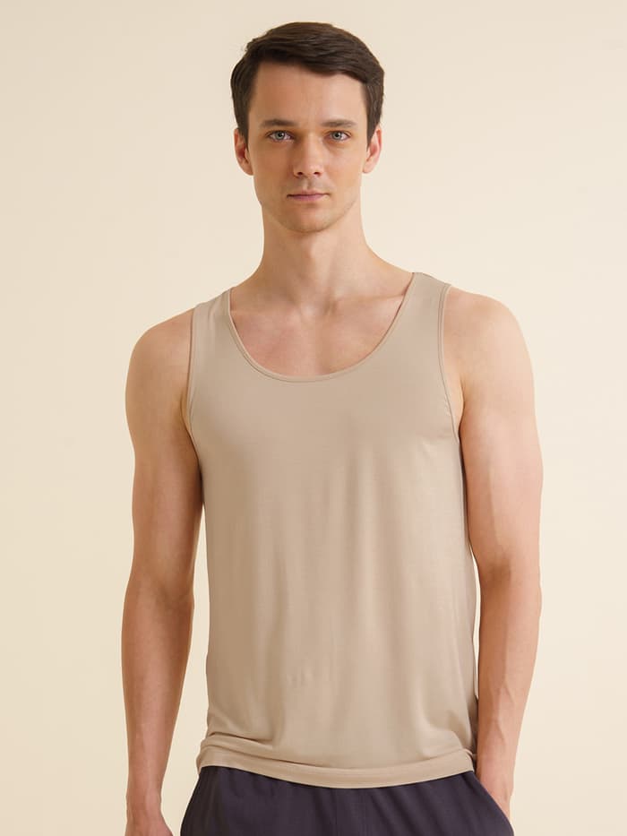 Neo-Skin Bamboo Vest Round Neck Shifting Sand
