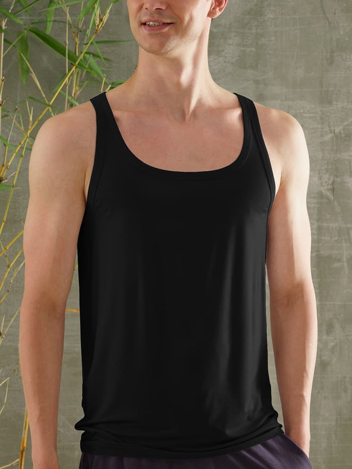 Neo-Skin Bamboo Vest Square Neck Da Black