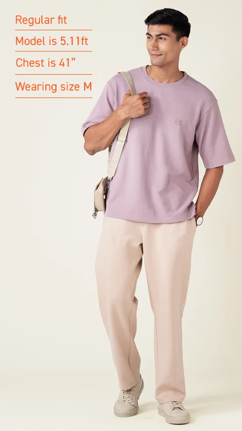 Statement Waffle Oversized T-Shirt Lavender Dust