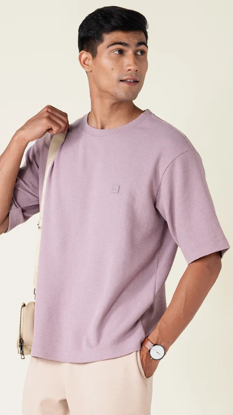 Statement Waffle Oversized T-Shirt Lavender Dust