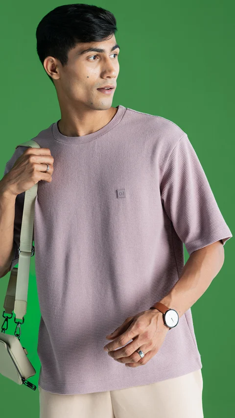 Statement Waffle Oversized T-Shirt Lavender Dust