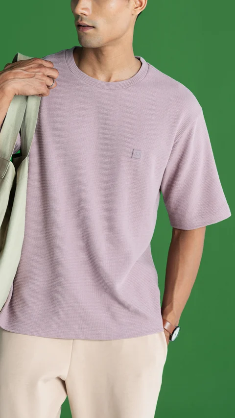 Statement Waffle Oversized T-Shirt Lavender Dust