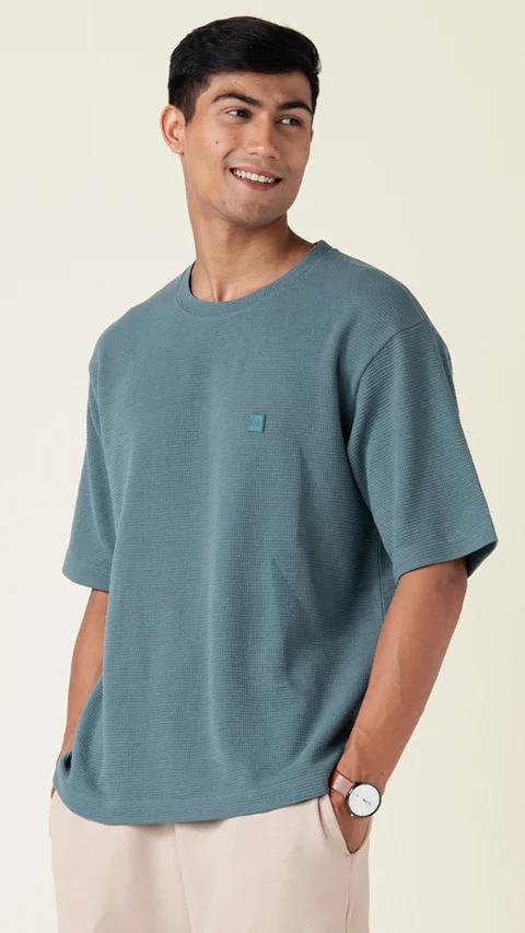 Statement Waffle Oversized T-Shirt Sage Green