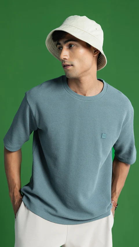 Statement Waffle Oversized T-Shirt Sage Green
