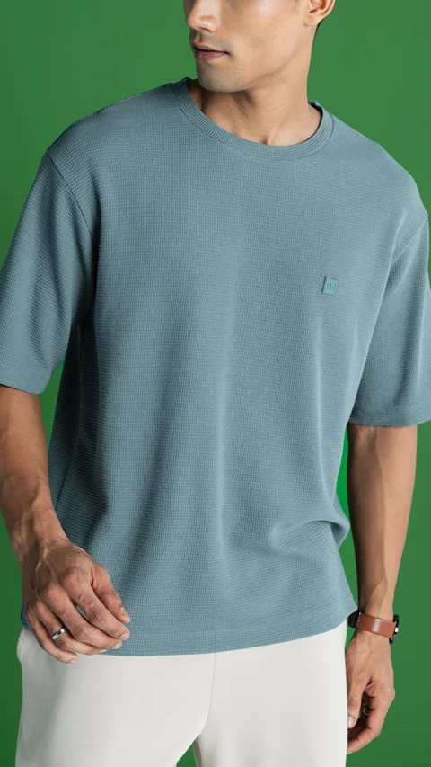 Statement Waffle Oversized T-Shirt Sage Green