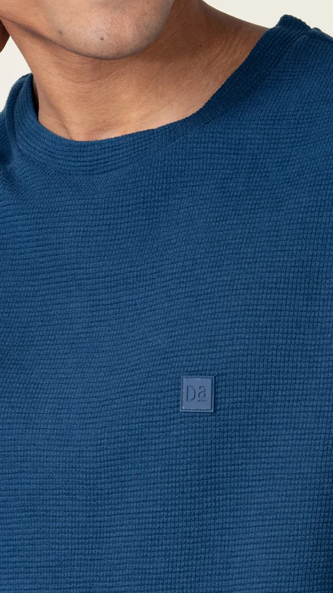 Statement Waffle Oversized T-Shirt Teal Blue