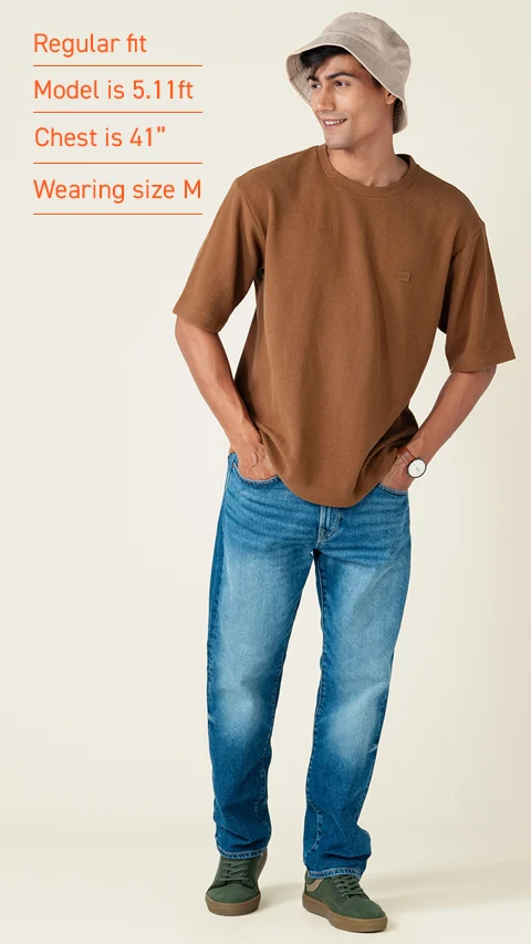 Statement Waffle Oversized T-Shirt Toffee Brown