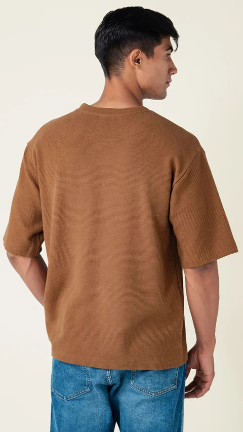 Statement Waffle Oversized T-Shirt Toffee Brown