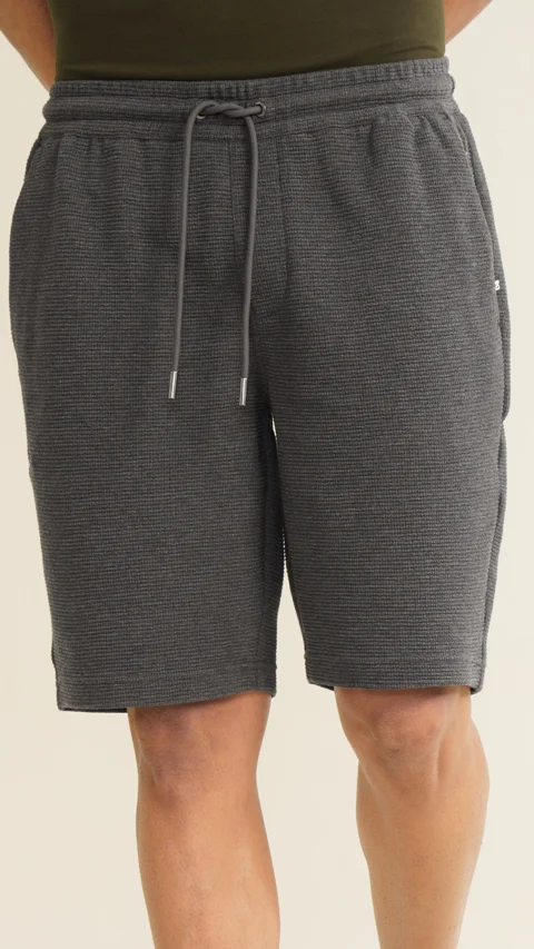 Statement Texture Waffle Shorts Charcoal Grey