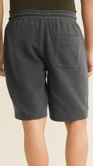 Buy Mens Textured Waffle Shorts Charcoal Grey
