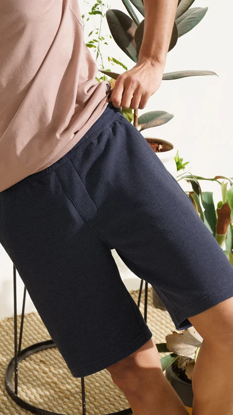 Statement Texture Waffle Shorts Navy Eclipse