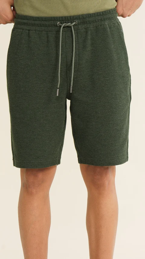 Statement Texture Waffle Shorts Forest Green