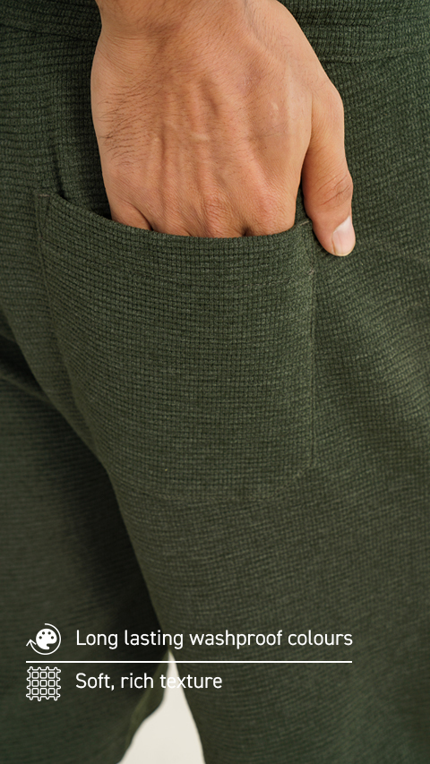 Buy Textured Waffle Shorts Forest Green For Men | DaMENSCH