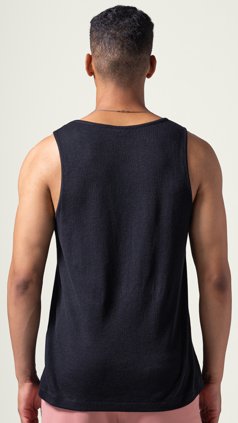 トップス ANCELLM DAMAGE WAFFLE TANK TOP/BLACK ANCELLM - DAMAGE WAFFLE TANK TOP/BLACK | NapsNote