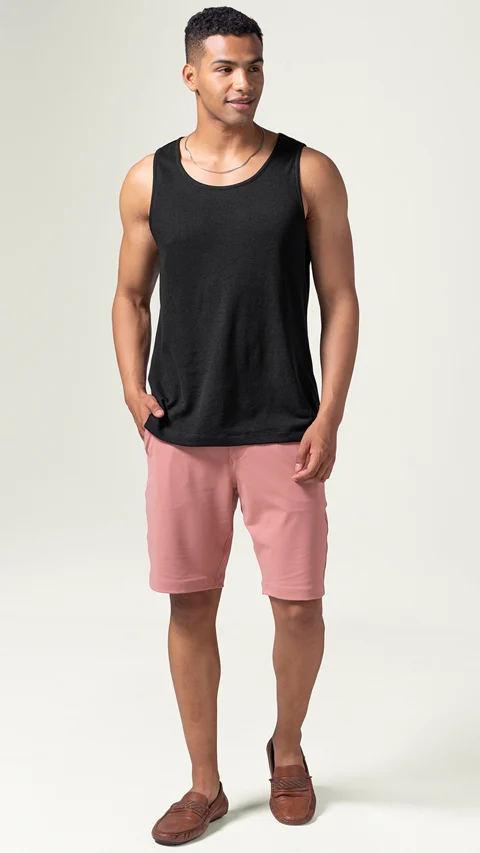 Statement Waffle Tank Top Jet Black