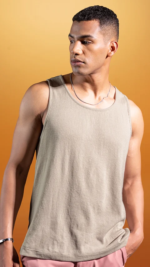 Statement Waffle Tank Top Vanilla Cream