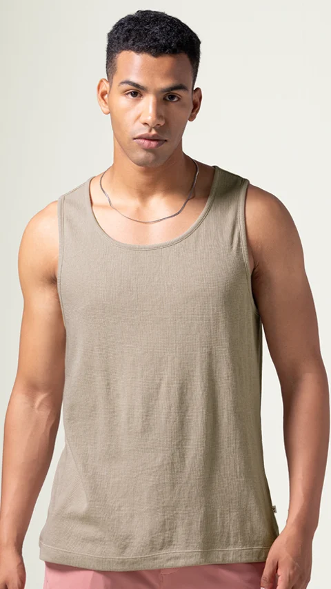 Statement Waffle Tank Top Vanilla Cream