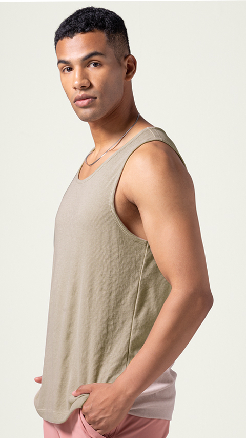 トップス DAMAGE WAFFLE TANK TOP/GREIGE ANCELLM - DAMAGE WAFFLE TANK TOP/GREIGE | NapsNote
