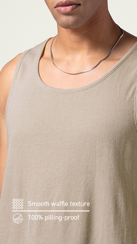 Men Waffle Tank Top Vanilla Cream Online At DaMENSCH