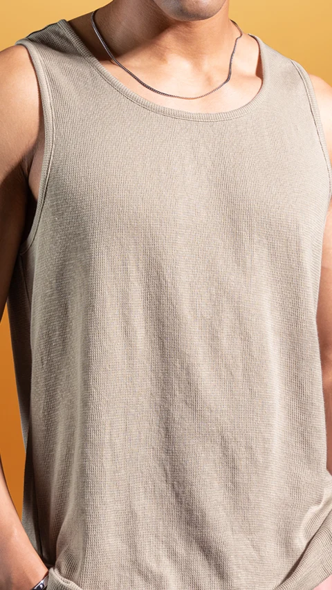 Statement Waffle Tank Top Vanilla Cream